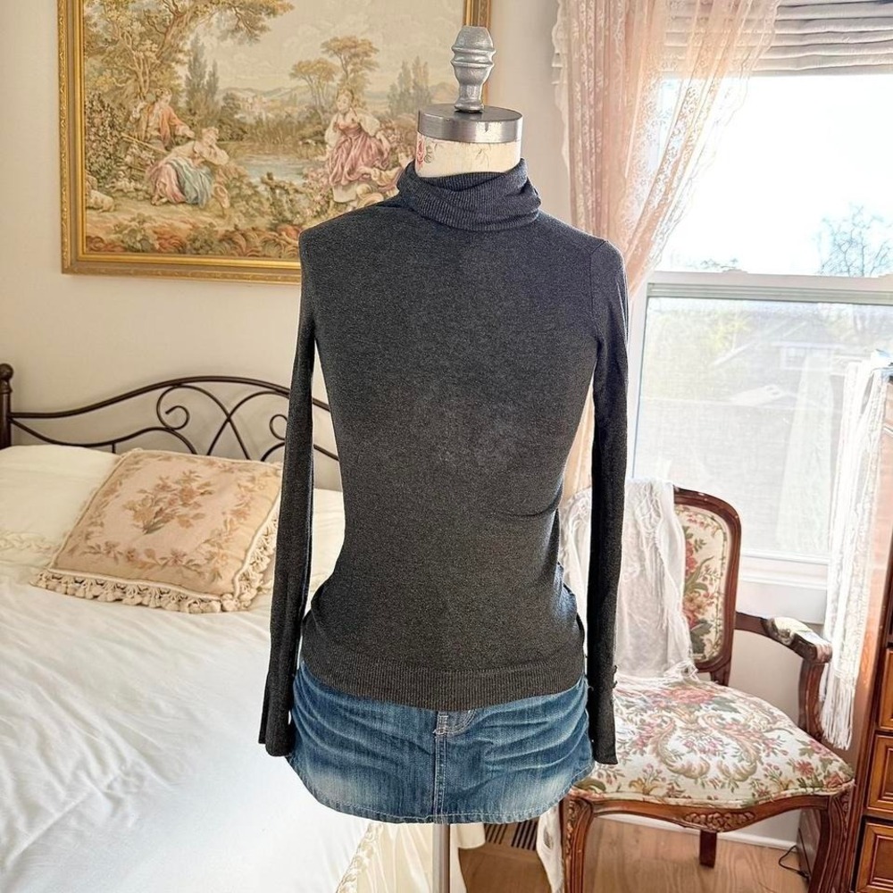 gray‎ turtleneck top  y2k gray turtleneck long sleeve top Zara small